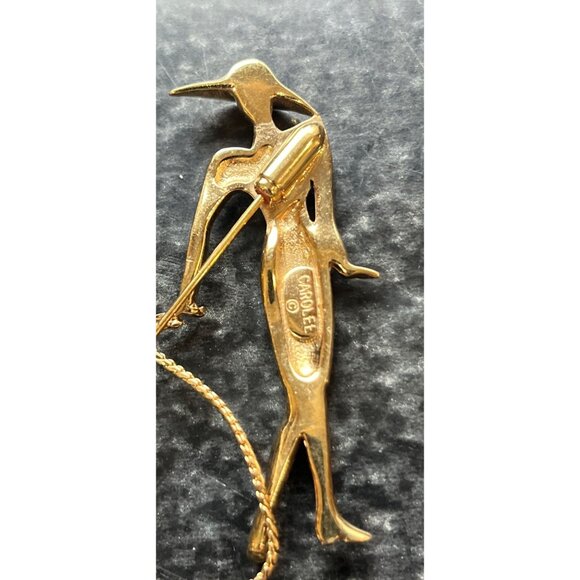 Vintage CAROLEE Signed Woman Walking Scottie Dog Brooch Pin Diamanté Crystals - Picture 4 of 7